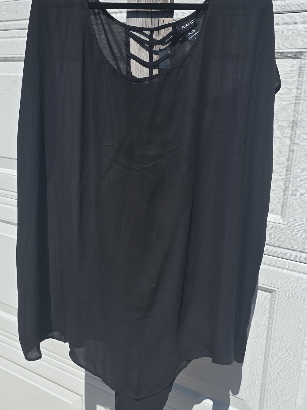 Torrid Women's Black Short Sleeve Georgette Cage Back Dolman 5X